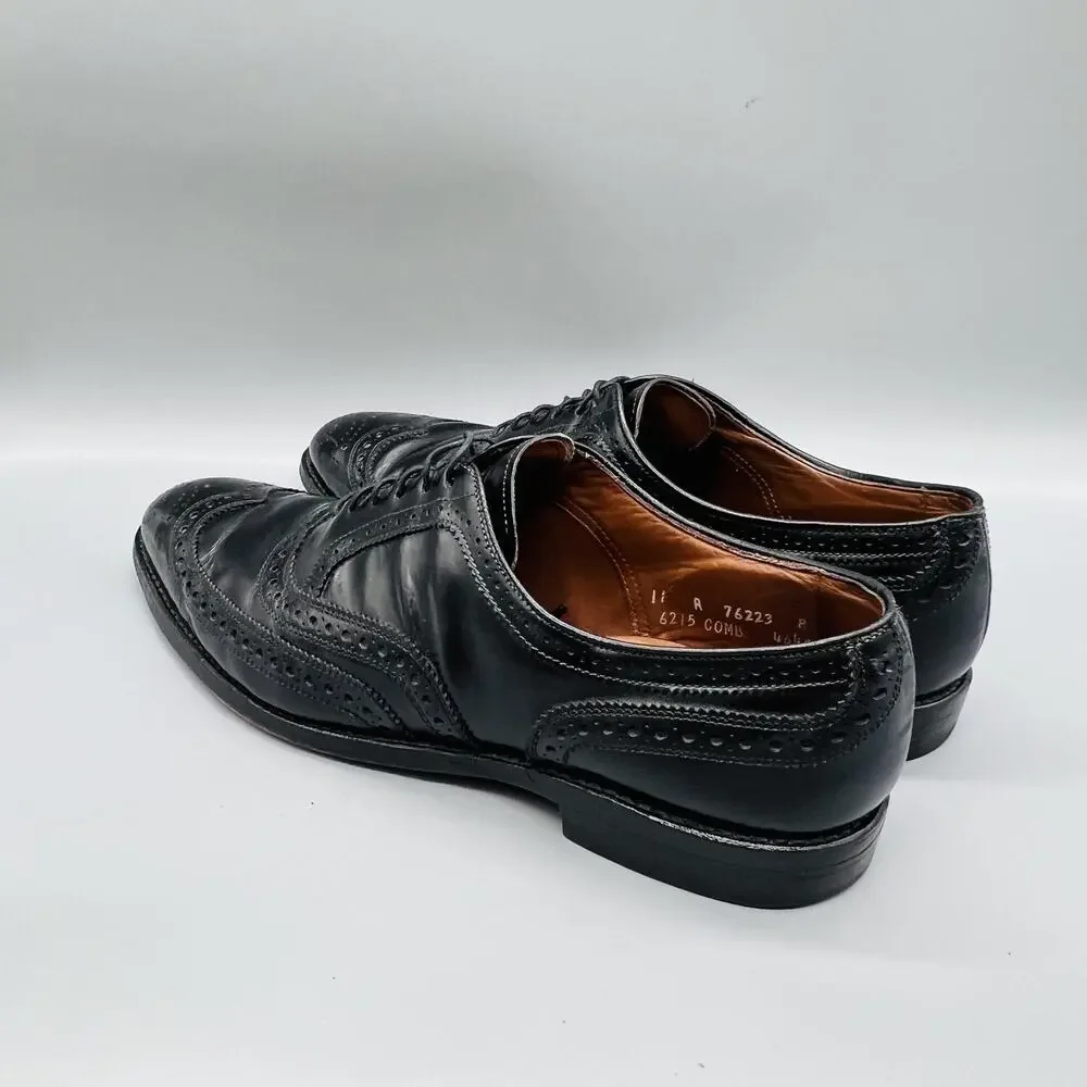 Allen Edmonds Shoes Mens 11 Black Leather McAllister Wingtip Oxford Dress Brogue